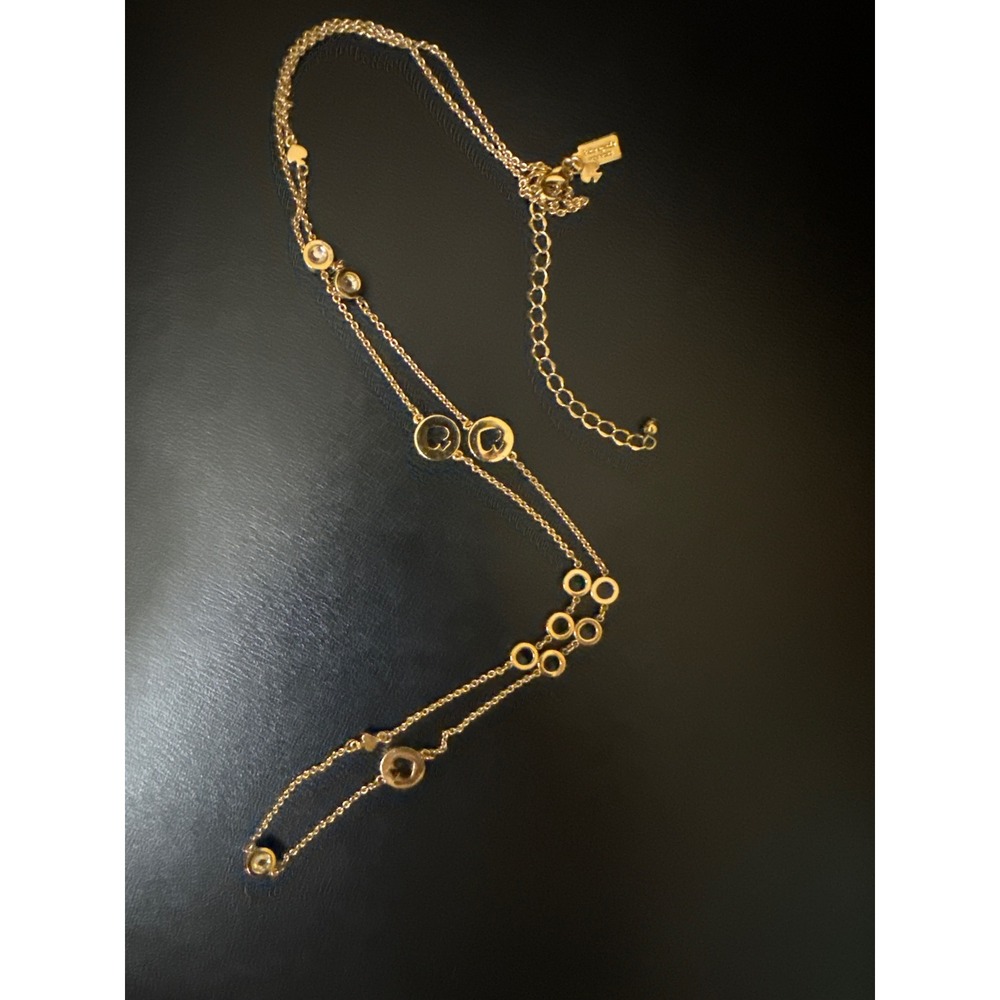 Kate Spade New York Gold Tone Double Strand Spade Station Necklace Long 36"
